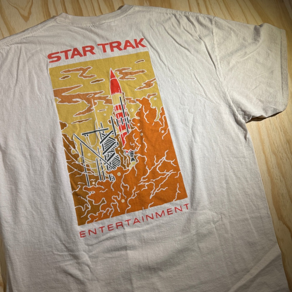 Star Trak Men's T-Shirt White Pharrell Neptunes Record Label Rocket Graphic XL